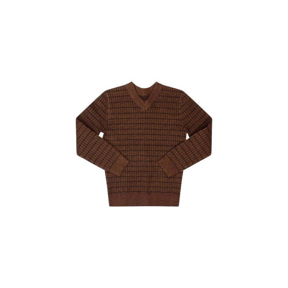 NEW KIPP boys grid sweater in chocolate